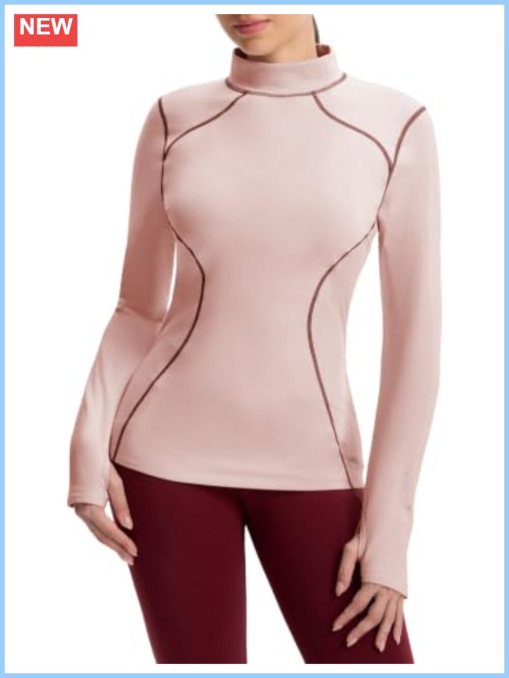 Women's Thermal Long Sleeve Shirt Moisture-Wicking Fleece-Lined Mock Neck Top